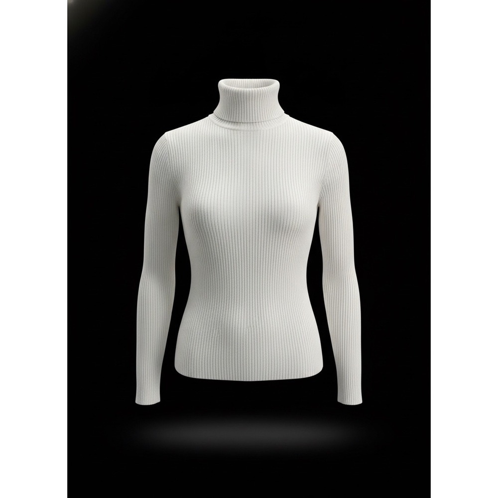 HM Muscle Fit Ribbed Turtleneck Sweater Off White Cotton XS 08107108
